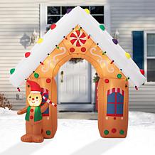 Glitzhome 8' Lighted Inflatable Gingerbread House Decor