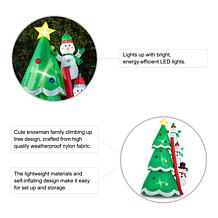 Glitzhome 8' Lighted Inflatable Xmas Snowman Climbing Up Tree Decor