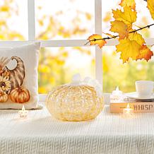 Glitzhome 8.5"D Fall Amber Dots Glass Large Pumpkin
