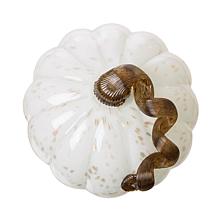 Glitzhome 8.5in. D Golden and White Glass Pumpkin