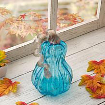 Glitzhome 8.5in. H Blue Glass Gourd