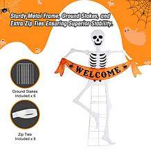 Glitzhome 86.25"H Lighted Halloween Skeleton Outdoor Décor