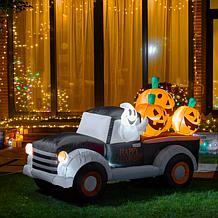 Glitzhome 8FT Lighted Inflatable Truck with Jack-O-Lantern Pumpkins