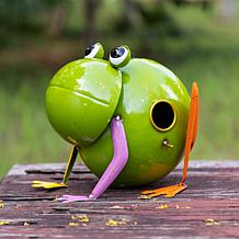 Glitzhome 9" Green Frog Metal Birdhouse with Hanging Chain
