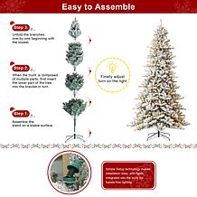 Glitzhome 9' LED Snow Flocked Fir Artificial Christmas Tree