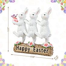 Glitzhome 9.25in H Easter Resin Triple Bunny Table Decor
