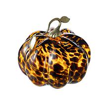 Glitzhome 9.5"D Amber Dots Glass Pumpkin