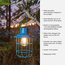 Glitzhome 9.75" Metal Wire Solar Powered Outdoor Hanging Lantern