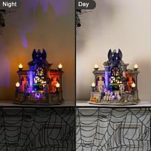 Glitzhome 9.75"H Lighted Resin Halloween Haunted House Village