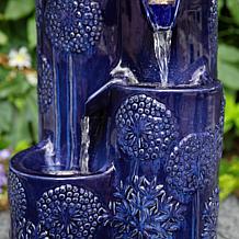 Glitzhome Ceramic Vase-Inspired Fountain with LED Lights 26.25"H
