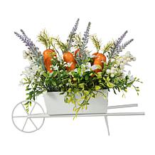 Glitzhome Easter Carrot Metal Wagon Centerpiece