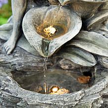 Glitzhome Fairy Outdoor Fountain with LED Lights, 22.75" H