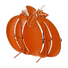Glitzhome Fall Metal Pumpkin Yard Stake and Standing and Hanging Sign