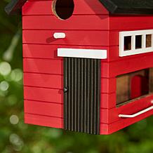 Glitzhome Functional Red Solid Wood Outdoor Garden Birdhouse