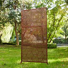 Glitzhome Galvanized Steel Geometric Privacy Screen with Riser Feet