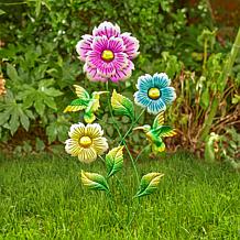 Glitzhome Garden Flower and Hummingbird Yardstake