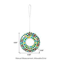 Glitzhome Glass Round Ladybugs Multi-Color Mosaic Birdfeeder