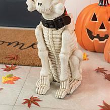 Glitzhome Lighted Halloween MGO 25.50" Skull Porch Decor with Timer