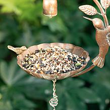 Glitzhome Metal Faux Copper Patina Hummingbird Hanging Birdfeeder
