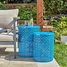 Glitzhome Metal Garden Stools/ Planter Stands/ Accent Tables Set of 2