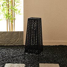 Glitzhome Metal Geometric Solar Powered Floor Lantern w/ Edison Bulb