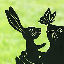 Glitzhome Metal Rabbit Silhouette Pick with Welcome Sign
