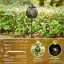 Glitzhome Metal Solar Powered Outdoor Lantern w/ Edison Bulb and Stake