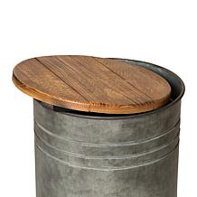 Glitzhome Modern Metal Storage Accent Table/Stool w/ Wood Lid 2-Pack