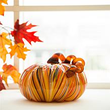 Glitzhome Multi Striped Glass Large Pumpkin