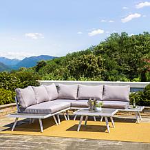 Glitzhome Outdoor Aluminum Sectional Sofa Set with Cushions - 6 Piece