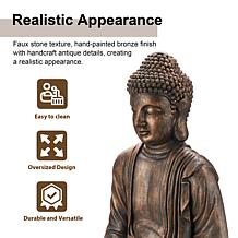 Glitzhome Oversized MGO Meditating Buddha Statue 29.5" H