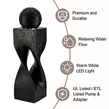 Glitzhome Oversized Modern Geometric Outdoor Fountain with LED Light
