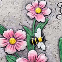 Glitzhome Set of 2 Cement Flower Textured Stepping Stones