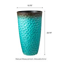 Glitzhome Set of 2 Honeycomb Textured Turquoise Tall Plastic Planters