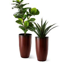 Glitzhome Set of 2 Oversized Gradient Red Faux Ceramic Tall Planters