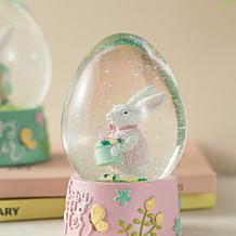 Glitzhome Set of 2 Resin Easter Bunnies Waterglobe
