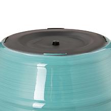 Glitzhome Set of 2 Round Turquoise Faux Ceramic Pot Plastic Planter