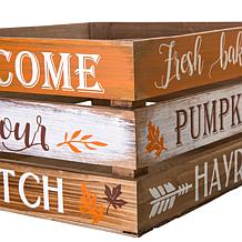 Glitzhome Set of 2 Wooden Pumpkin Crate