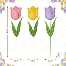 Glitzhome Set of 3 24in H Easter Metal Tulips Yard Stake