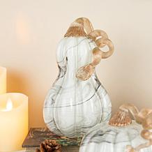 Glitzhome Set of 3 Gray Marble Glass Pumpkin and Gourd