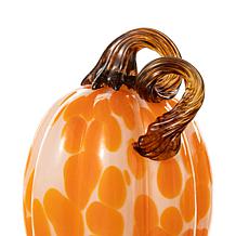 Glitzhome Set of 3 Orange Glass Pumpkin and Gourd
