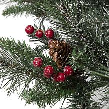 Glitzhome Set of Two 4ft Flocked Christmas Tree With 100 Warm White