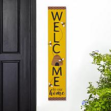 Glitzhome Solid Wood "WELCOME" Porch Sign with Bee