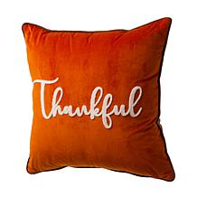 Glitzhome Velvet Pillow Cover With Thankful Word