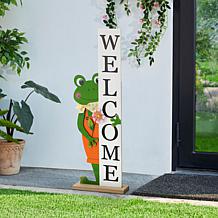 Glitzhome Wooden Frog Welcome Porch Decor
