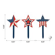 Glitzhome Wooden Patriotic Star Yard Stake - Set of 3