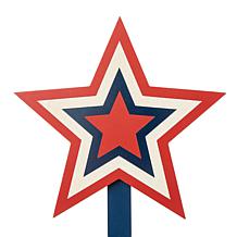 Glitzhome Wooden Patriotic Star Yard Stake - Set of 3