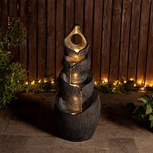 Glitzhome Zen-Style Alms Bowl Fountain with LED Light, 34"H