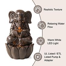 Glitzhome Zen-Style Animal Outdoor Fountain with LED Lights 21.75"H
