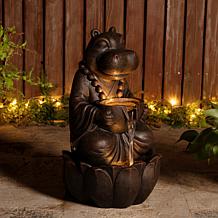 Glitzhome Zen-Style Animal Outdoor Fountain with LED Lights 21.75"H